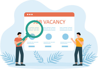 Job Vacancy,Find a job position. Businessman searches for business opportunities on the search bar

