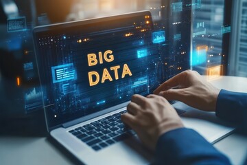 Person working on a laptop displaying big data information.