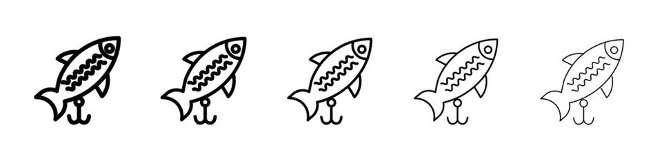 Bait Fishing Minnow icon flat illustration set logo