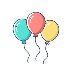 Colorful Balloons Cartoon Image with Teal Red and Yellow Balloons