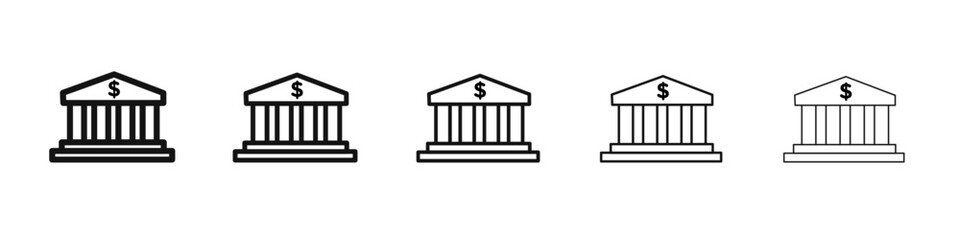 Bank icon flat illustration set logo