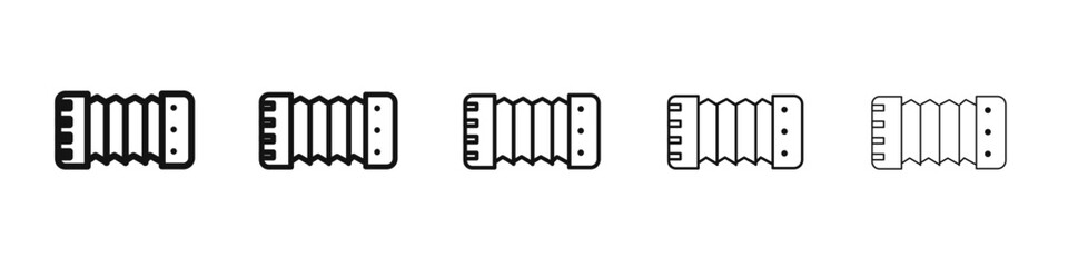 Bandoneon instrument flat illustration set logo