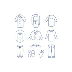 minimal outline clothing icons vector set