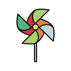 organic children s toy pinwheel doodle style vector art.