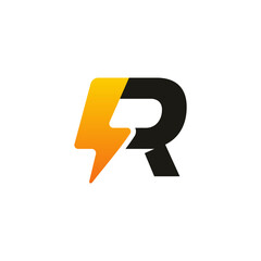 Modern Iconic R Thunder Initial logo designs, Electricity logo template