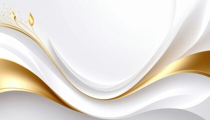 Obraz premium Elegant gold and white wave design digital art background modern aesthetics minimalist style abstract composition