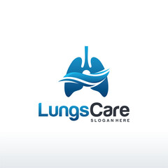 Lungs Health logo template, Lung care with swoosh logo designs vector