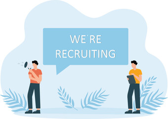 WE RE RECRUITING,hiring concept. Minimal business recruiting announcement with the text.
