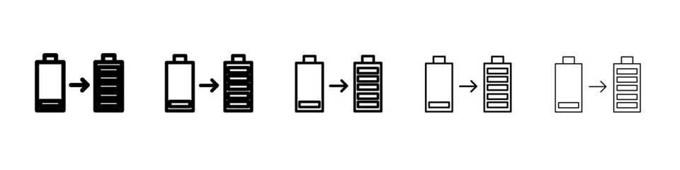 Battery fast charge icon flat illustration set logo