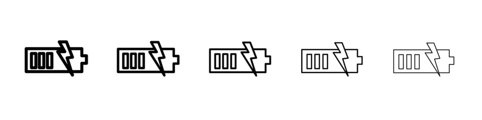 Battery charging icon flat illustration set logo