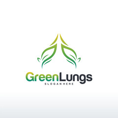 Set of Green Lung care logo designs vector, Eco Lungs logo concept vector, Lungs Health logo template