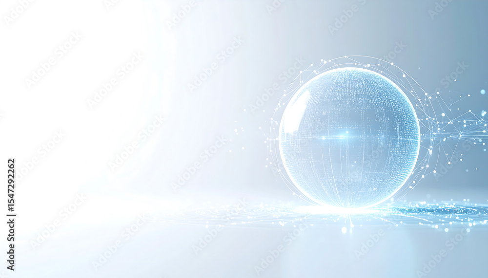 Aufkleber glowing digital sphere representing global network connection and technology concept.