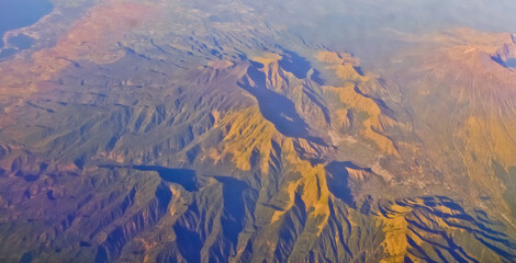 view from the sky of the volcano