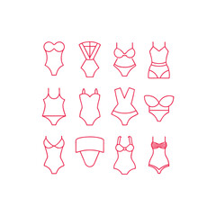 minimal outline clothing icons vector set