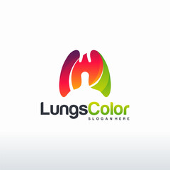 Obraz premium Lungs Color Logo designs concept vector, Colorful Modern Lungs Health Care logo template