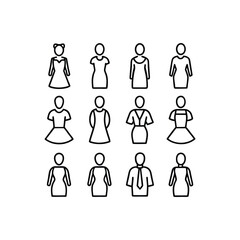 minimal outline clothing icons vector set