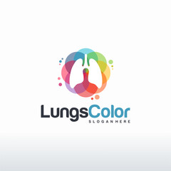 Lungs Color Logo designs concept vector, Colorful Modern Lungs Health Care logo template