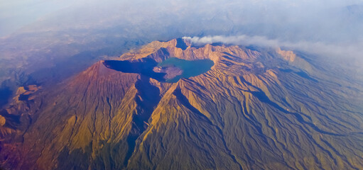 view from the sky of the volcano