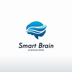 Fototapeta premium Modern Smart Brain logo designs vector, Health Brain logo template, brainstorm symbol