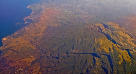 view from the sky of the volcano
