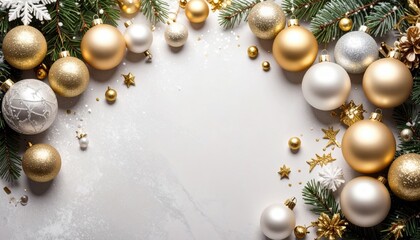 Festive christmas decoration arrangement holiday season image background elegant environment overhead view celebration concept