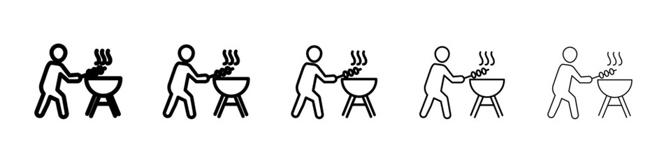 BBQ icon flat illustration set logo