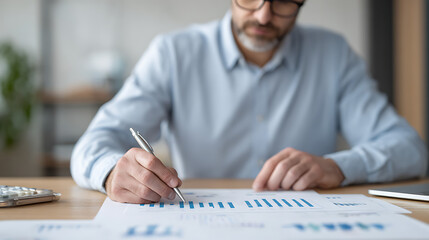 Business data analyst using graphs metrics and KPIs to enhance organizational performance Implements financial operational sales and marketing strategies digital marketing trend. Copy space image