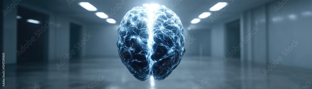Aufkleber Dopamine regulation and pathway disruption concept. An illuminated brain symbolizing intelligence and creativity.