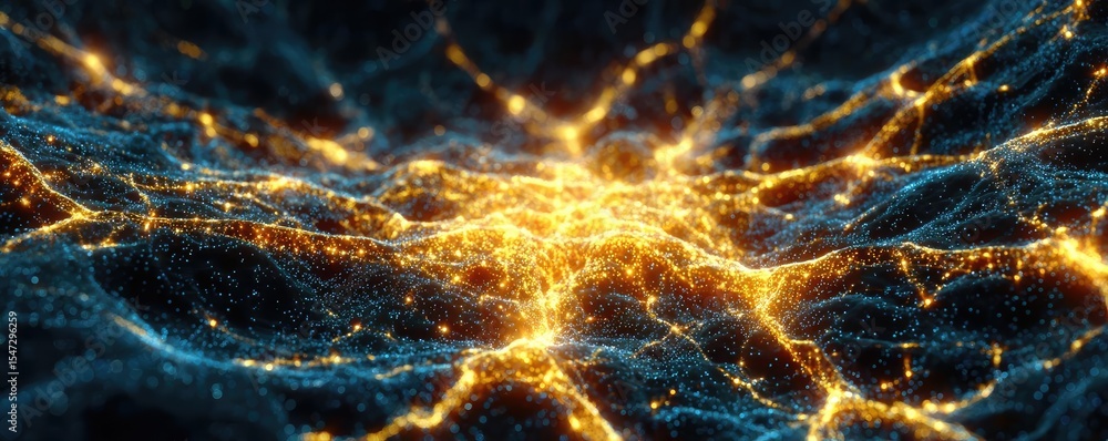 Aufkleber Neurotransmitter imbalance affects dopamine pathway concept. Abstract digital network with glowing particles and connections.