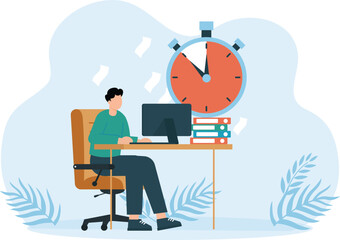 Work Deadline,Time run out, deadline or hurry to go to the office late, urgency or determination to finish work fast
