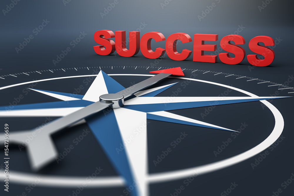 Aufkleber compass with red arrow pointing toward bold 