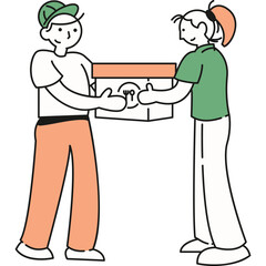 "Gift Exchange Illustration, Friendly Handshake, Delivery Service, Customer Satisfaction, Transaction Design"

