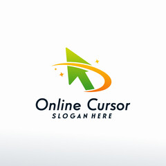 Fototapeta premium Online Cursor logo designs vector, Cursor with swoosh logo designs template