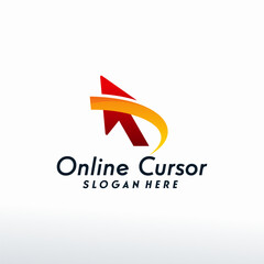 Online Cursor logo designs vector, Cursor with swoosh logo designs template