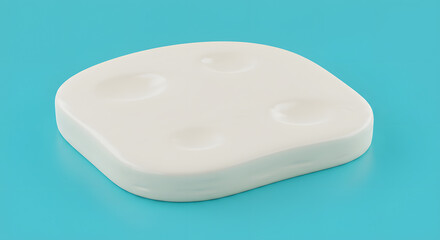 Round white cheese, possibly mozzarella or feta. Represents dairy, fresh food, or culinary ingredients. Smooth, clean, and versatile.

