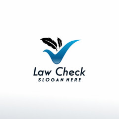 Fototapeta premium Law Check logo designs concept vector, Feather Writer logo designs template, Logo symbol icon