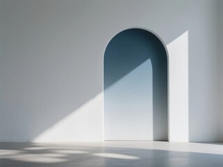 Minimalist Interior with Arched Doorway and Sunlight