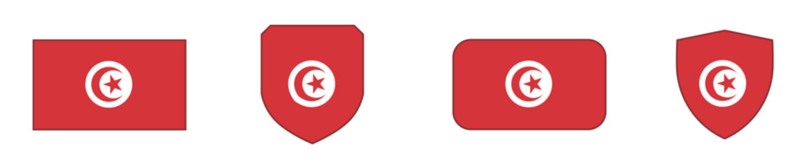 Obraz premium Flag of Tunisia in modern abstract shapes, waving, badge, design template