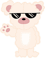 Cute teddy bear wearing sunglasses Trendy urban style, vector illustration.
