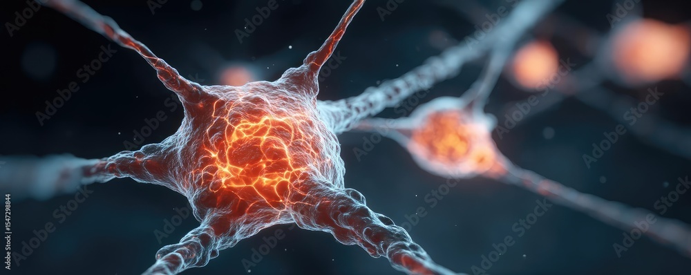 Poster neurotransmitter imbalance affects dopamine pathway concept. detailed illustration of neurons with v