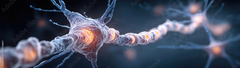 Poster neurotransmitter imbalance affects dopamine pathway concept. detailed view of neural connections sho