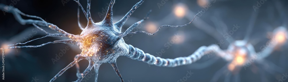 Aufkleber dopamine regulation and pathway disruption concept. close-up view of neurons illustrating neural con