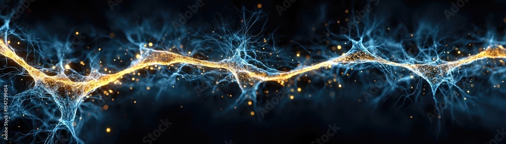 Poster Neurotransmitter imbalance affects dopamine pathway concept. Dynamic electric currents create a mesmerizing visual display.