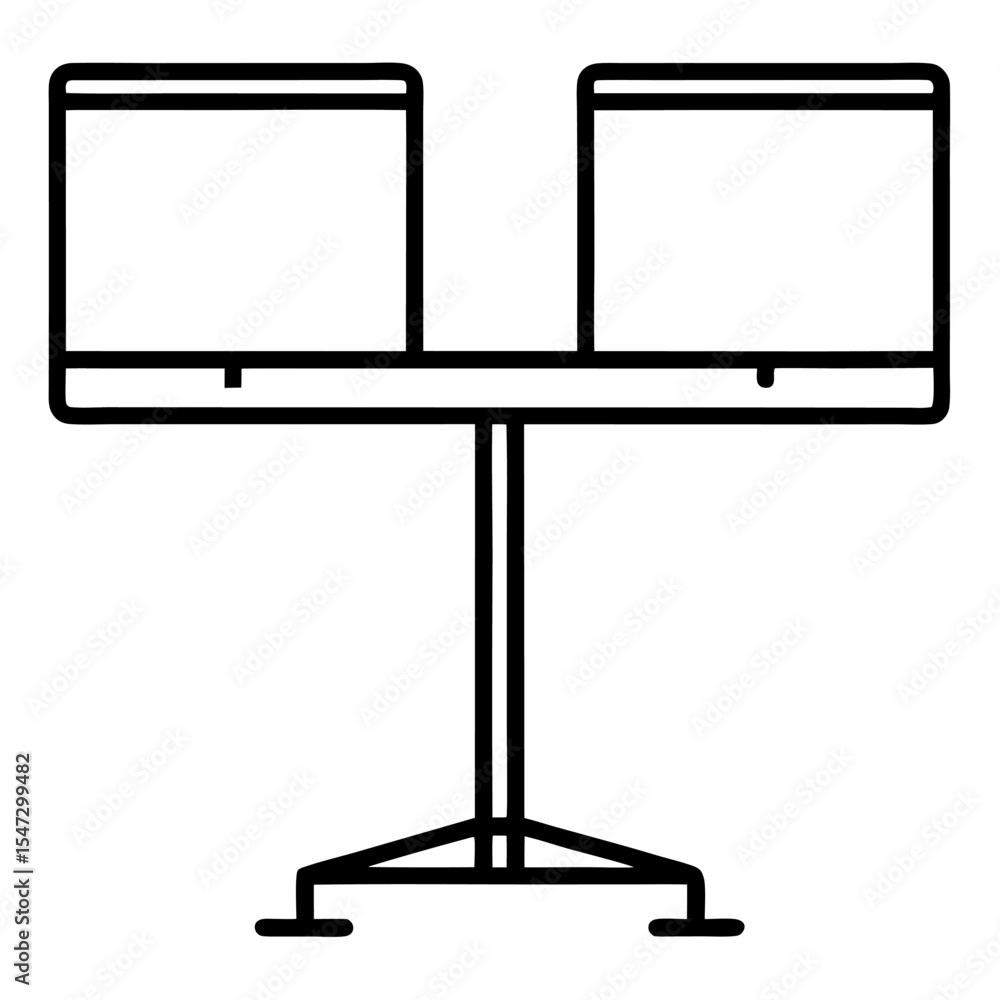 Poster minimalist dual monitor stand vector graphic for workspace setup