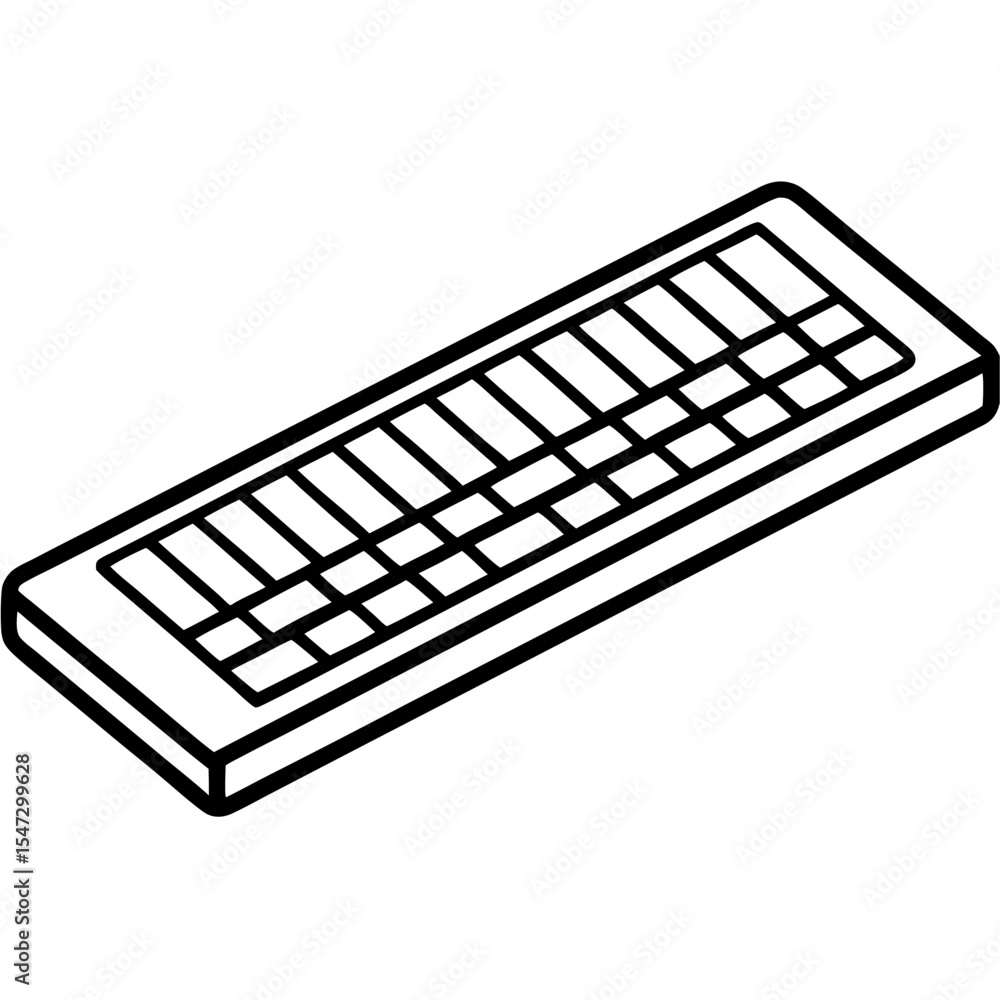 Poster minimalist computer keyboard outline design on a white background
