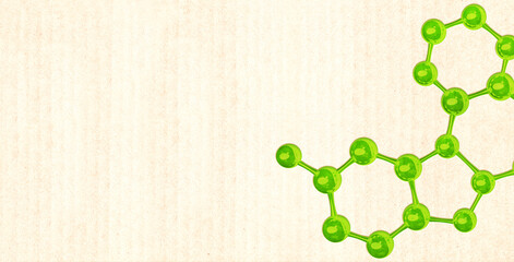 Molecular structure in paper cut style. Horizontal banner with eco paper texture. Ecology, go...