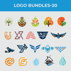 Obraz premium Diverse collection of twenty modern and creative logos for business and branding designs