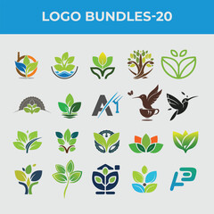 Twenty modern nature inspired logo design templates for business and corporate branding