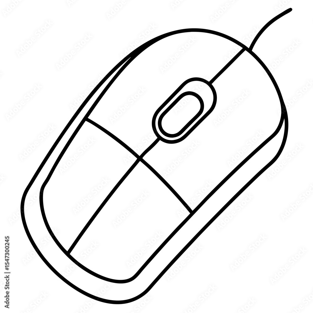 Fototapete clean line art vector illustration of a computer mouse isolated on a white background