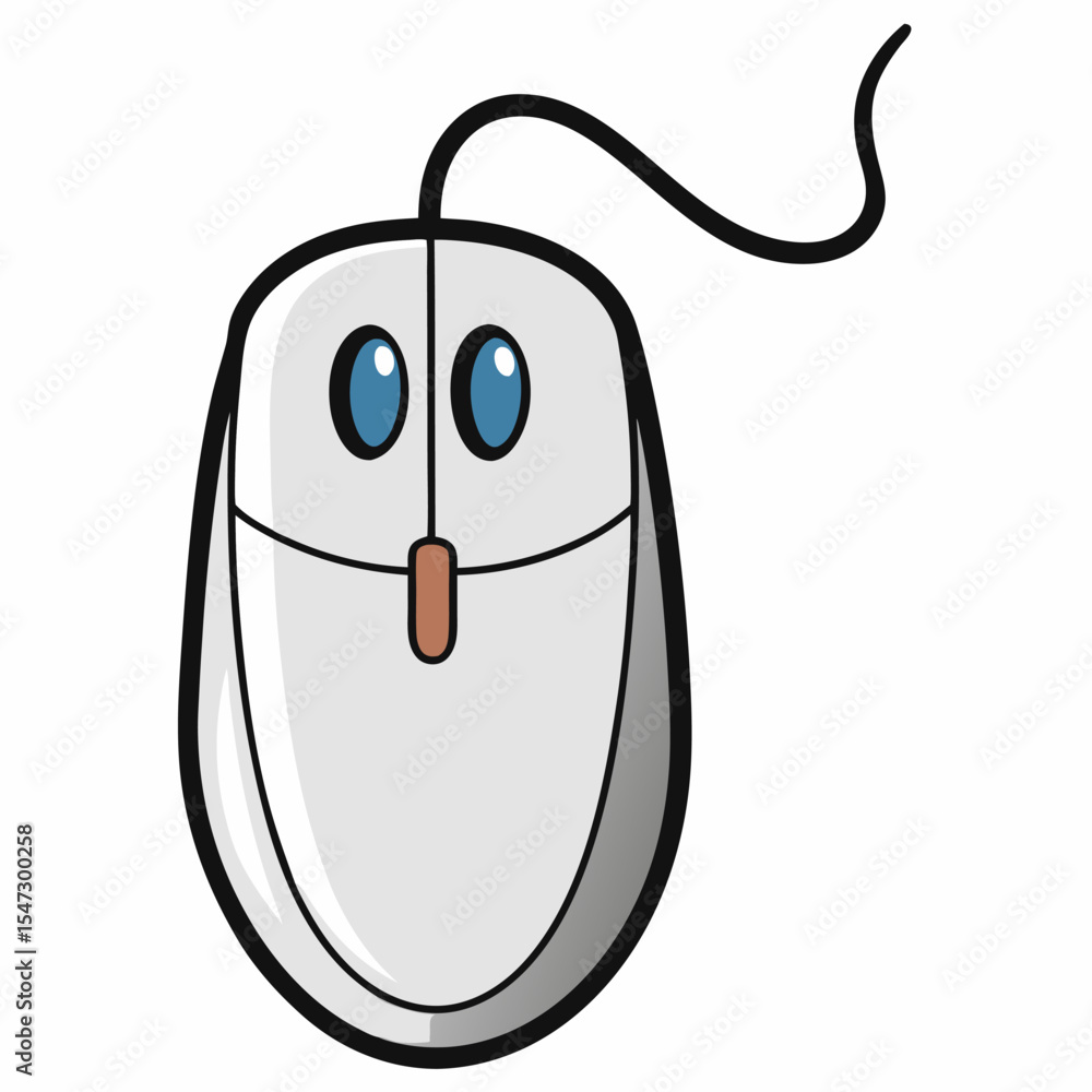 Poster minimalist computer mouse in clean line art style isolated on white background